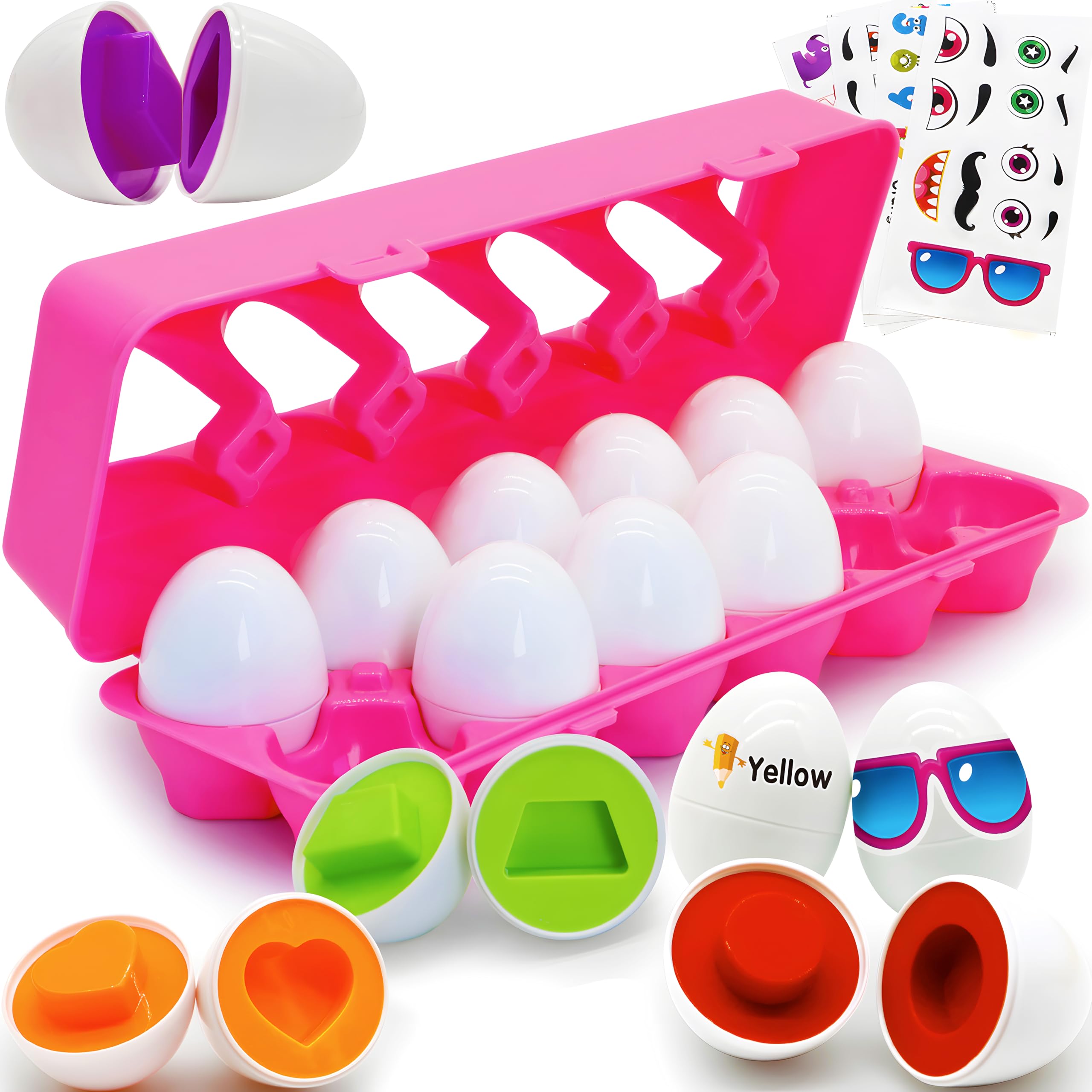 MOONTOY Sortiereier 12er-Set – Montessori Lernspielzeug für Kleinkinder ab 1 Jahr