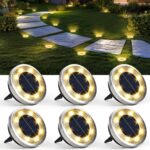 Solpex 6er Set Solar Bodenleuchten mit 8 LEDs – Warmweisse Gartenbeleuchtung IP65 wasserdicht