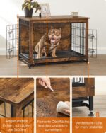 Feandrea Hundekäfig Möbel mit 2 Türen – Hundebox & Beistelltisch für Hunde bis 32 kg – Bild 8