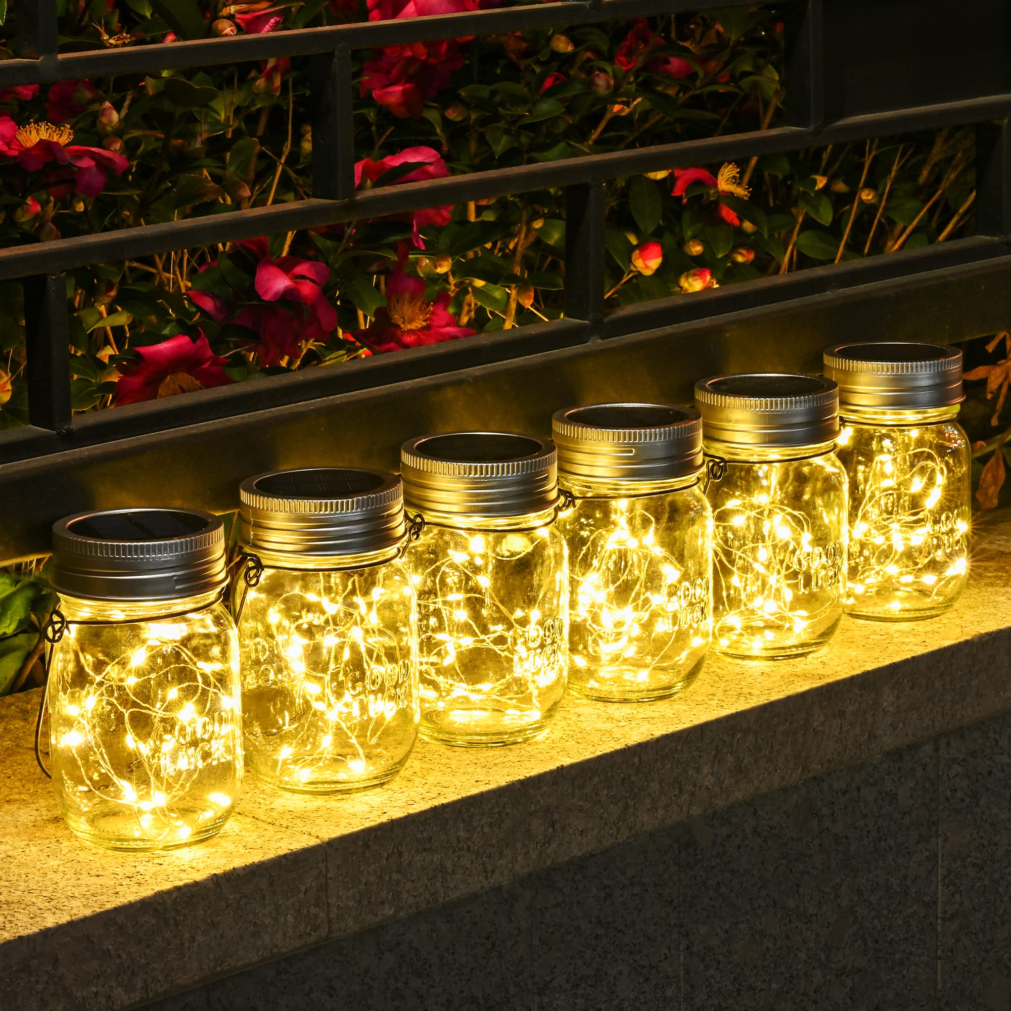 Solpex Solarlaterne 6er-Set mit 180 LEDs – Warmweisse Gartenleuchte IP44 wasserdicht