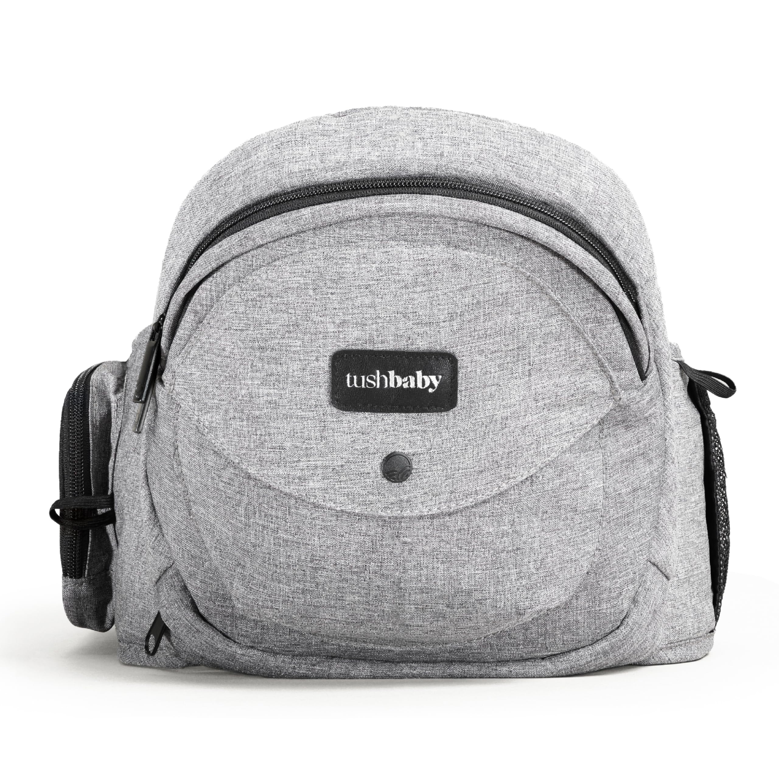 TushBaby Hüfttrage Grau – Ergonomische Babytrage bis 20 kg mit Staufächern