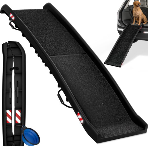 CADOCA® Hunderampe Auto klappbar 156x40cm – Gelenkschonend bis 90kg für alle Hunderassen