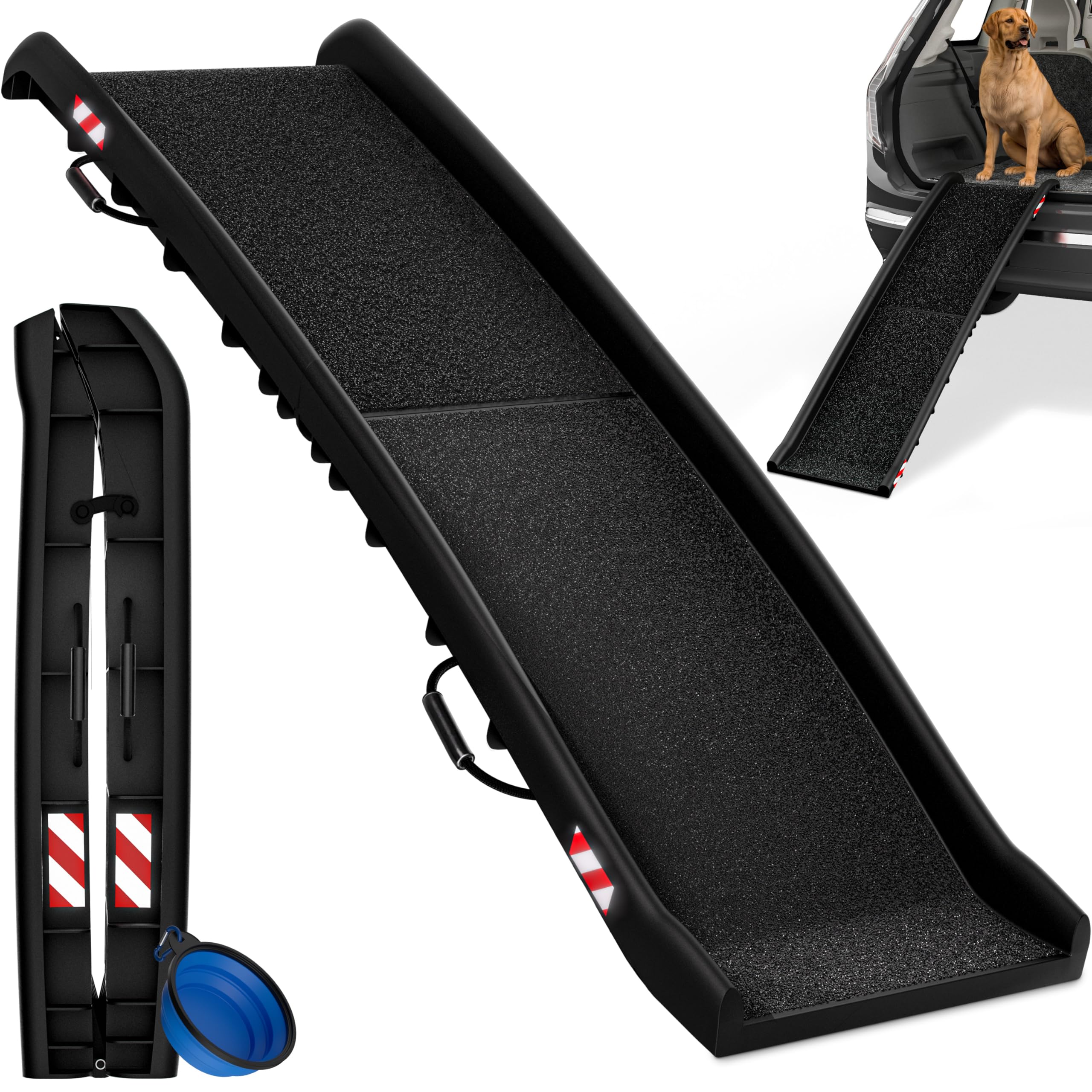 CADOCA® Hunderampe Auto klappbar 156x40cm – Gelenkschonend bis 90kg für alle Hunderassen