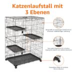 Amazon Basics Katzenkäfig 3-Ebenen 91x57x129 cm – Stabiler Katzenhaus mit Rollen – Bild 3
