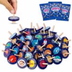 BONNYCO 40er Pack Holzkreisel mit Weltraum-Design – Mitgebsel Kindergeburtstag