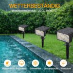 Ollny 4er Set Solarstrahler 60 LEDs Warmweiss – IP65 Gartenleuchten mit 3 Modi & Dusk-to-Dawn – Bild 2