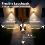 Grafner Edelstahl Wandlampe mit Bewegungsmelder – 360° Lichtschein IP44 für aussen & innen – Bild 3