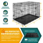 TRESKO® Hundekäfig 122x74,5x80,5 cm faltbar – Transportbox mit 2 Türen & Bodenschale – Bild 5