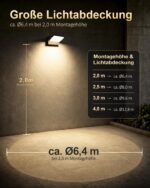 Kingwen 40W LED Wandleuchte aussen mit 360° Drehfunktion – IP65 Aluminiumleuchte 3000lm warmweiss – Bild 5