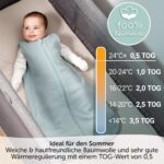 LaLoona Sommerschlafsack Mull ärmellos – Leichter Babyschlafsack 0.5 TOG, 100% Baumwolle – Bild 2
