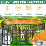Lovpet Welpenlaufstall XXL 8 Gitter 80x80 cm – Freilaufgehege mit Dach & Erdankern – Bild 2