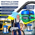 MASKO® Industriestaubsauger 2300W Nass-Trocken mit Push&Clean – Edelstahl Profi-Sauger – Bild 4