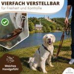 HAVERO Hundeleine 2,5m 4-Fach Verstellbar – Robuste Führleine mit Metallhaken in Braun – Bild 4