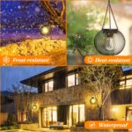 KagoLing 4er Set Solarlaterne mit Retro LED-Glühbirne – Hängende Gartenleuchte IP65 wetterfest – Bild 4