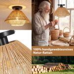 AmazeFun Ø30cm Boho Rattan Deckenlampe – Handgefertigte Vintage Deckenleuchte mit E27 Fassung – Bild 5