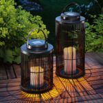 Esotec Solarlaternen Sara 2er Set – Flackerkerze mit Bernsteinlicht für Garten & Balkon – Bild 2