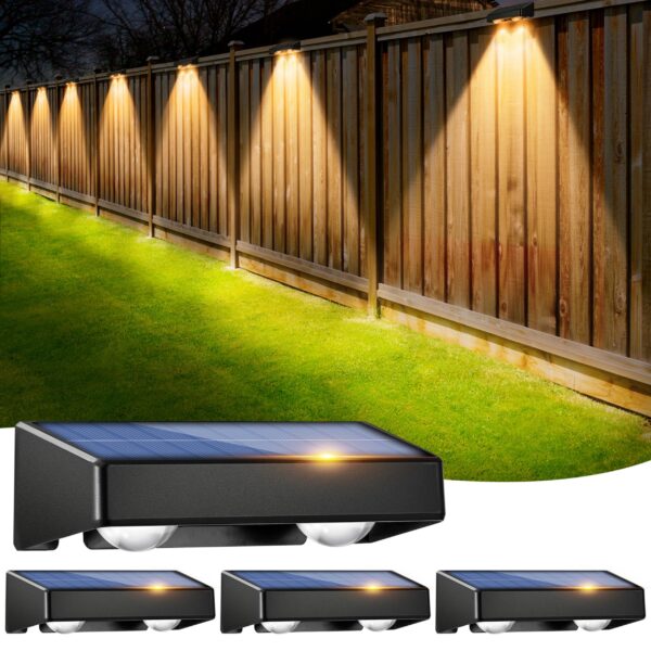 4er Set Solar Wandleuchten mit RGB 9 Farben & 11 Modi – IP65 Zaunbeleuchtung für Garten