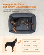 Feandrea Hundebett 120x90 cm mit Leinenoptik & erhöhten Rändern – orthopädisches Hundekissen – Bild 9