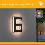 Paulmann LED Solar Hausnummer 6 IP44 – Warmweisse Solarleuchte mit wechselbarem Akku – Bild 3