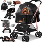 LOVPET Hundewagen 2in1 – Faltbarer Hundebuggy bis 20 kg mit 360°-Rädern & Zubehör