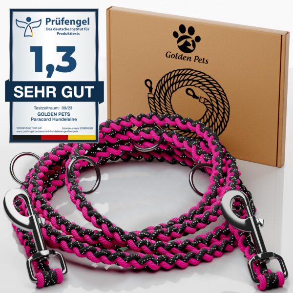 Golden Pets Hundeleine 2m reflektierend – Paracord Führleine bis 250 kg
