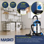 MASKO® Industriestaubsauger 30L mit HEPA-Filtersystem – Nass-Trockensauger 1800W für Werkstatt – Bild 5
