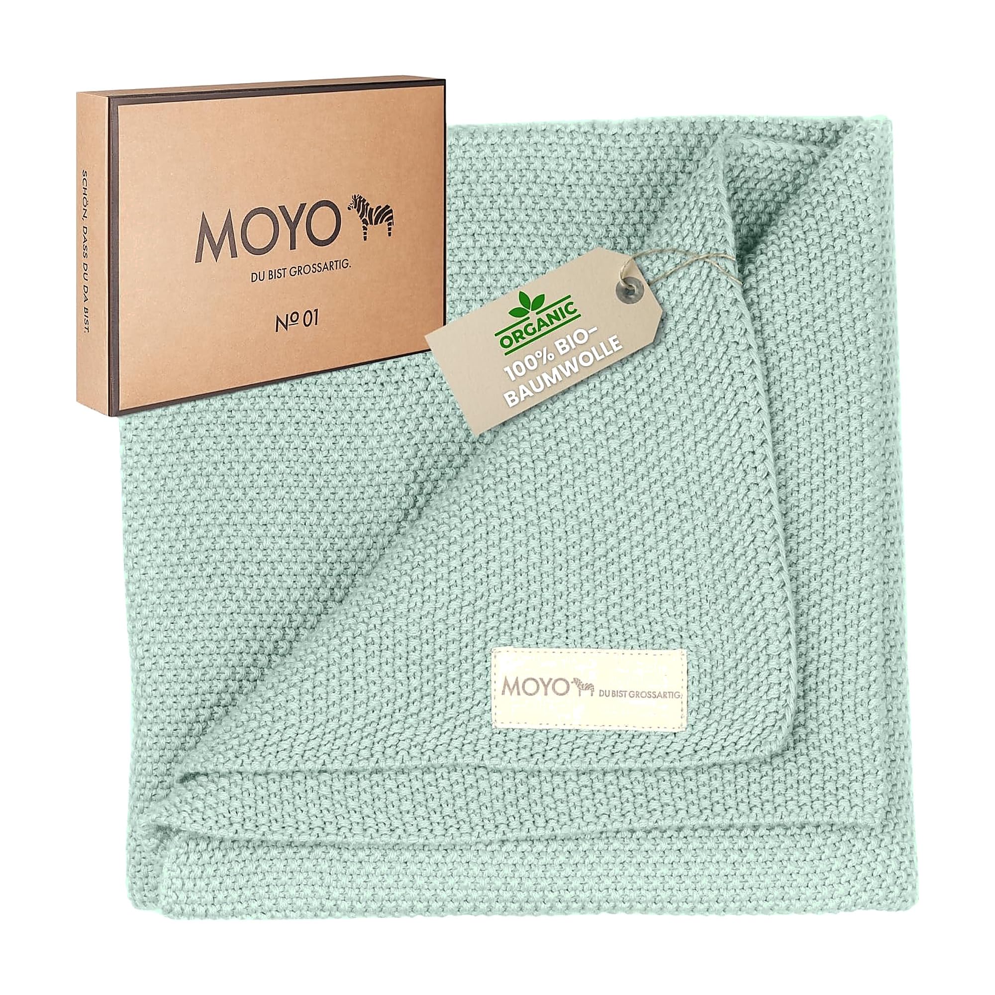MOYO Babydecke Heller Eukalyptus 75x100cm – Atmungsaktive Baumwolldecke für Neugeborene