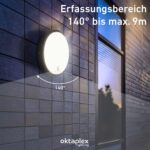 Oktaplex Plato Außenleuchte mit Bewegungsmelder 3000K – IP65 LED Wandlampe anthrazit – Bild 4