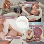 Theraline Plüschmond Stillkissen mit Perlenfüllung – Ergonomisches Mehrzweckkissen Creme – Bild 7