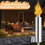 Suusolny 6er Set Gartenfackeln Edelstahl 115cm – Öllampen für Terrasse & Balkon – Bild 4