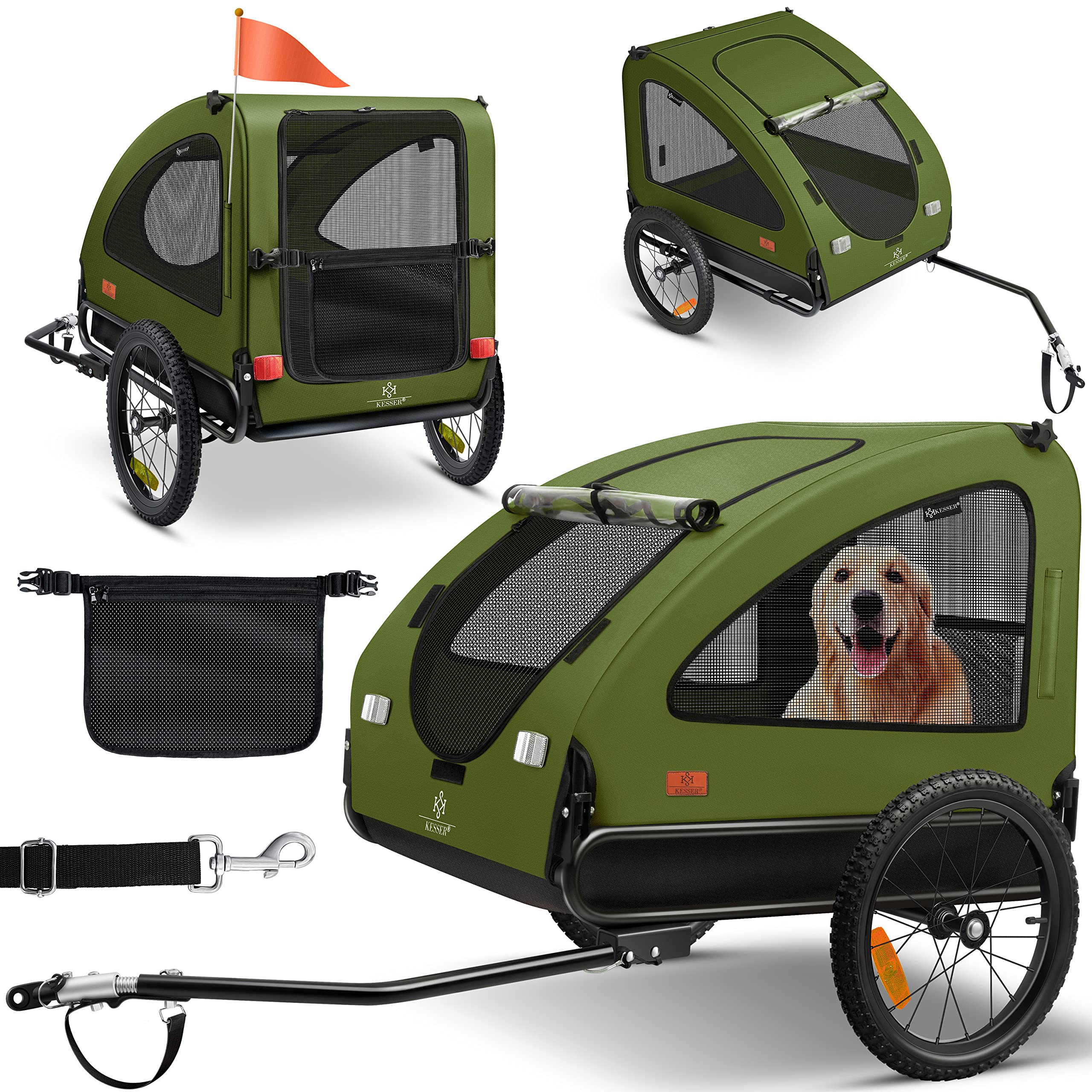 KESSER Hundeanhänger Boxer 2-in-1 Hundebuggy – 250L Fahrradanhänger für kleine bis mittelgroße Hunde