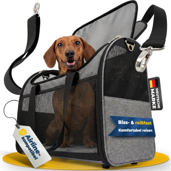 PfotenPass Flugtransporttasche 55×40×23 cm – Airline-zugelassene Hundetasche & Katzentransportbox