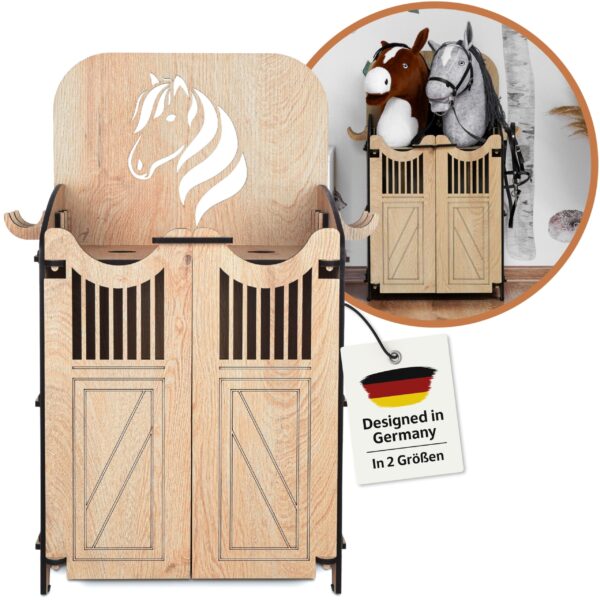 Hoofly Hobby Horse Stall für 2 Pferde – Holz-Halterung mit Stecksystem | Designed in Germany
