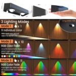 4er Set Solar Wandleuchten mit RGB 9 Farben & 11 Modi – IP65 Zaunbeleuchtung für Garten – Bild 9