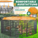Lovpet Welpenlaufstall XXL 8 Gitter 80x80 cm – Freilaufgehege mit Dach & Erdankern – Bild 3