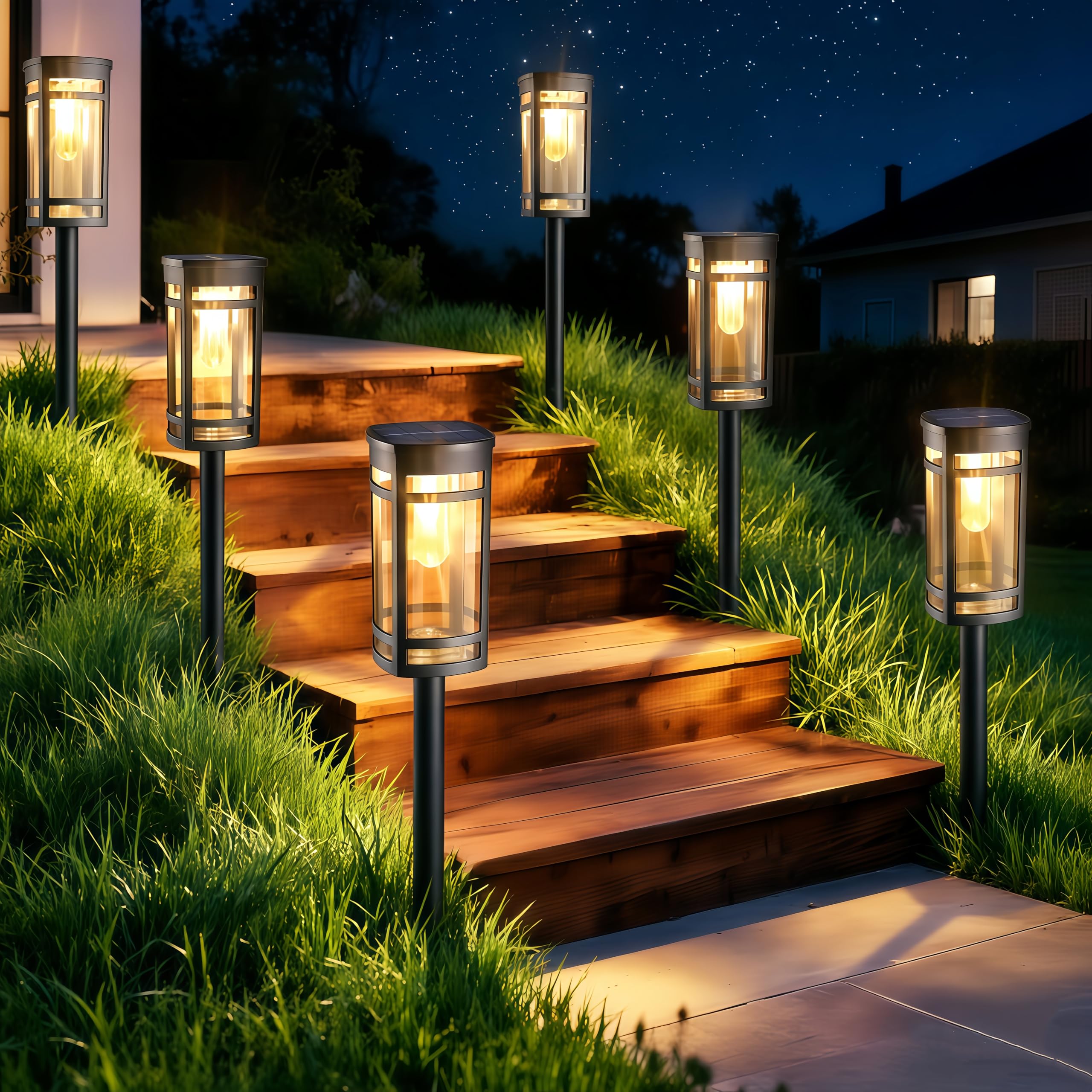 iBaycon 6er Set Solarleuchten Garten Warmweiss – IP65 Solarlampen Outdoor für Rasen & Terrasse