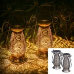 2er Set Solar Laternen Görvitor – IP44 Wasserdicht, Orientalisches Design, Warmweiss LED für Garten