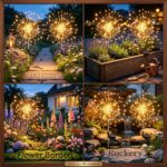 Dekofun Solar Feuerwerk Gartenleuchten 2er Set mit 120 LED – 8 Modi Solarstecker – Bild 5