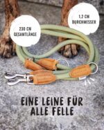 Rudelkönig Emma Tauleine 2,30m Grün – Verstellbare Hundeleine mit Leder & Karabiner – Bild 3