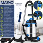 MASKO® Industriestaubsauger 30L mit HEPA-Filtersystem – Nass-Trockensauger 1800W für Werkstatt – Bild 2