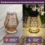 2er Set OUILA LED Solarlaterne – IP65 Wasserdicht Gartendeko für Balkon & Terrasse – Bild 2