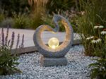Arnusa Solarleuchte Skulptur Granit-Optik 39 cm – Moderne Gartenbeleuchtung mit Glaskugel – Bild 6