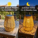Freekite Geflochtene Rattan Solarlaterne – Wetterfeste Gartendeko mit intelligenter Sensorsteuerung – Bild 4