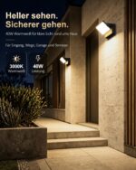 Kingwen 40W LED Wandleuchte aussen mit 360° Drehfunktion – IP65 Aluminiumleuchte 3000lm warmweiss – Bild 2