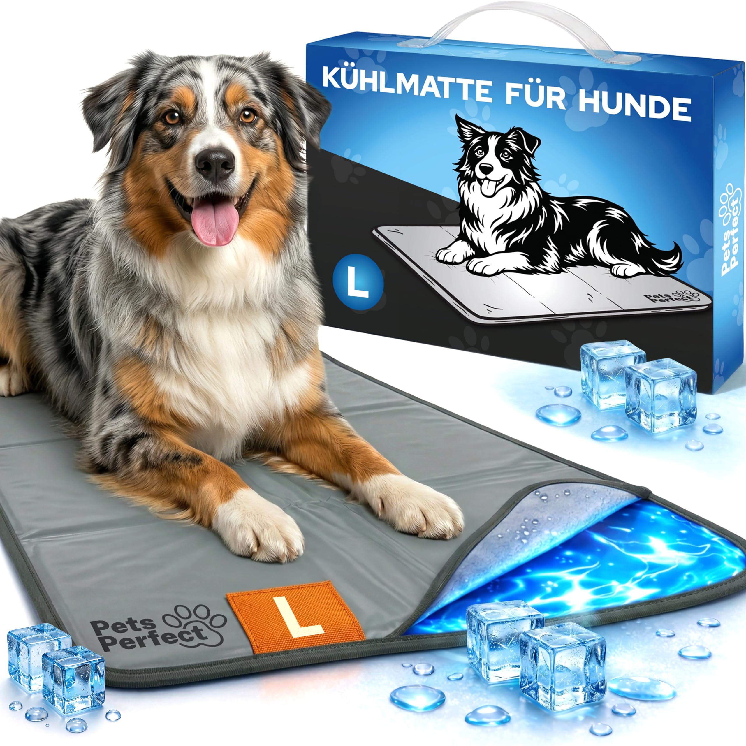 Pets Perfect Selbstkühlende Kühlmatte für Hunde & Katzen – Druckaktiviertes Gel ohne Strom