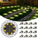 FIFlying 16er Set Solar Bodenleuchten mit 8 LEDs – Warmweiss Gartenbeleuchtung für Terrasse & Rasen