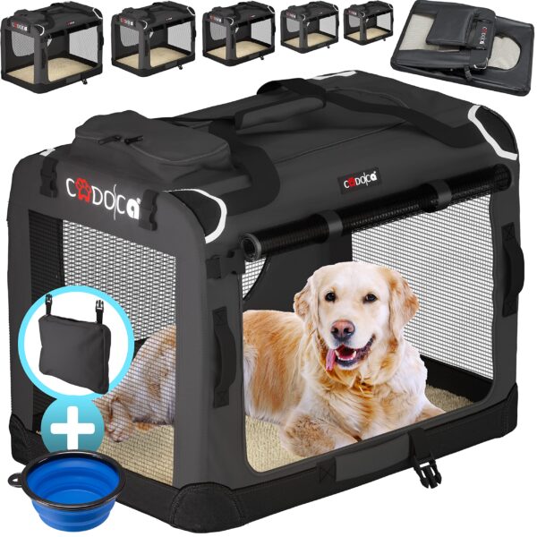 CADOCA® Hundebox XXL 90x60x66cm – Faltbare Transportbox mit Liegedecke für Hunde & Katzen