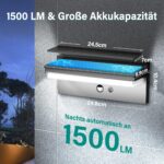 iseeway Solarlampe mit Bewegungsmelder 1500lm – IP65 Aussen-Leuchte für Garten & Terrasse – Bild 2