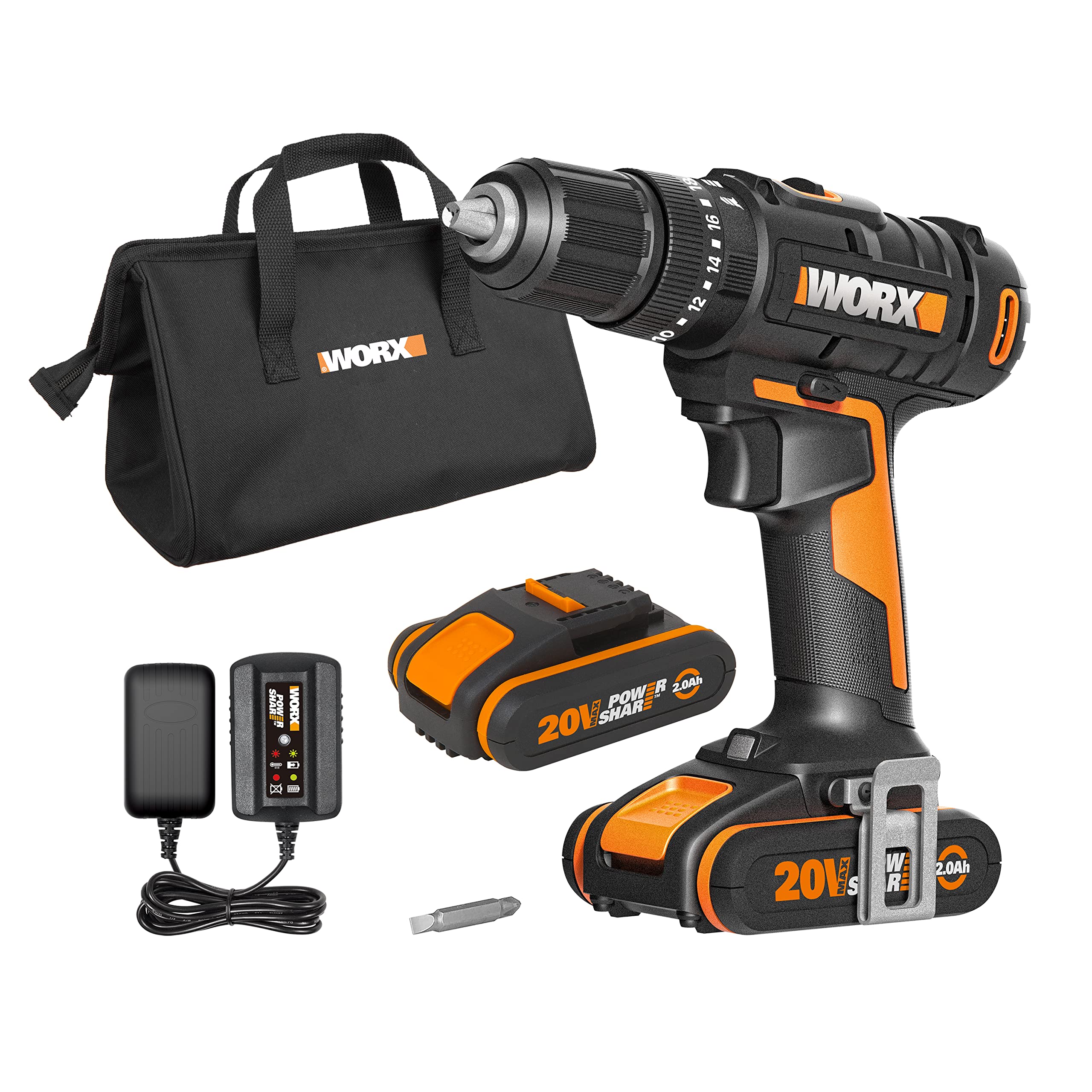 WORX WX370.1 Akku-Schlagbohrschrauber 20V – 50Nm mit 2x 2Ah Akkus & Ladegerät