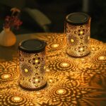 Bonsery Solarlaterne 2er Set – IP65 Wasserdicht mit Vintage Muster für Garten & Terrasse – Bild 5